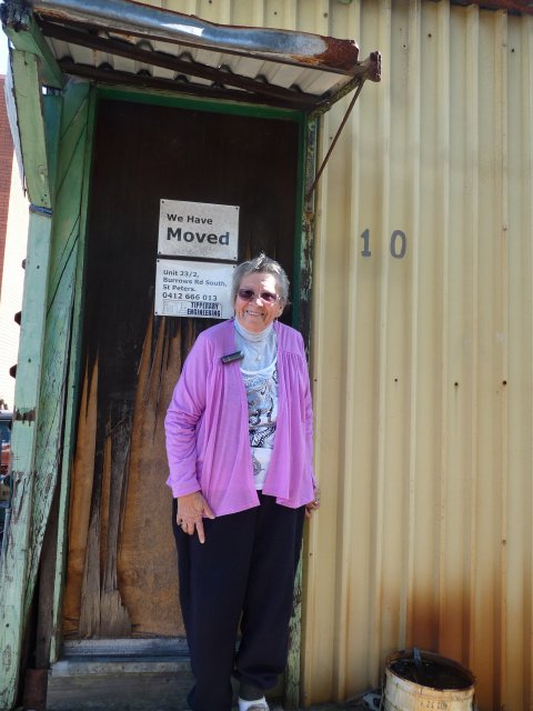 Aunty Margaret Slowgrove (Matthews) outside childhood  home, Underwood St, Botany